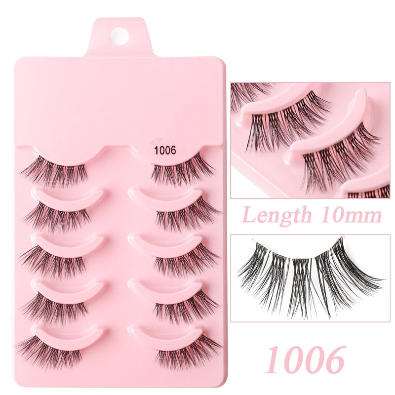Faux Cils 5/10 Pairs Half Lashes Cat Eye Handmade Soft Fluffy Mink False Eyelashes Half Lashes maquillage
