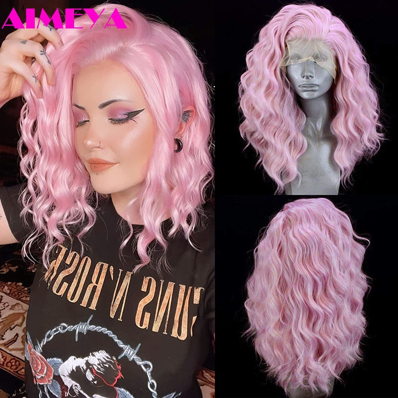 Synthetic Lace Front Wigs Short Bob Wig for Women Silver Brown Pink Blue Color Cosplay Short Wig