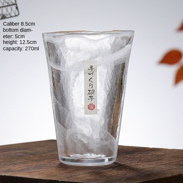 Japan Tsukiyeye Kobo Handmade Glass Smudge Hammered Glass Water Cup Wine Glass Tea Cup Red Wine Glass Vodka Artwork Sake Tumbler