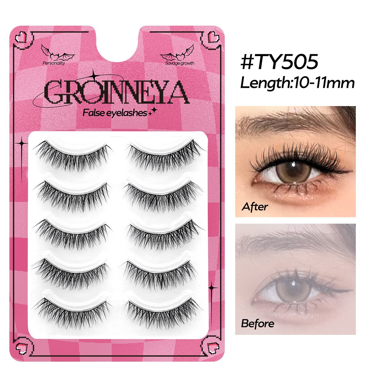 Cat EyeLashes 5 pairs Short Fluffy Eyelashes Soft Natural long Strip Lashes Winged End Eye Elongated Lashes