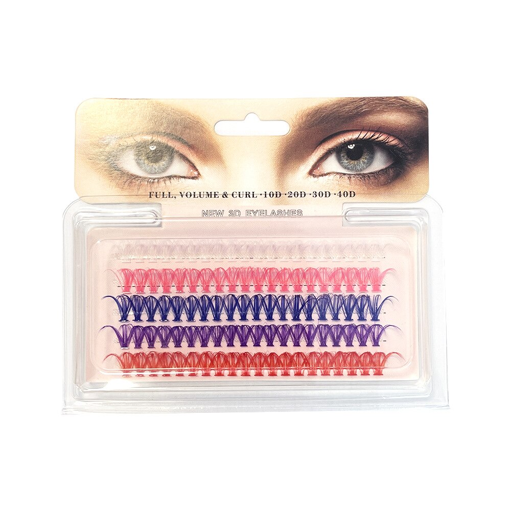 Colored Eyelash Clusters Curly Eyelashes Pink Blue Colors Eyelashes Natural Wispy Mixed Length Eyelash Pack Lashes