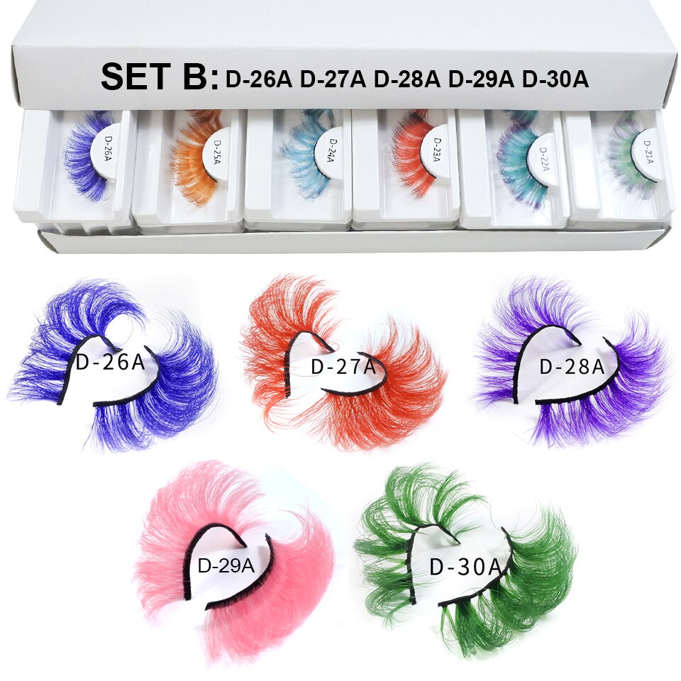 Lashes 5/10/30/50 Pairs Cosplay Party 3d Colored Eyelashes Faux Mink Lashes Supplies