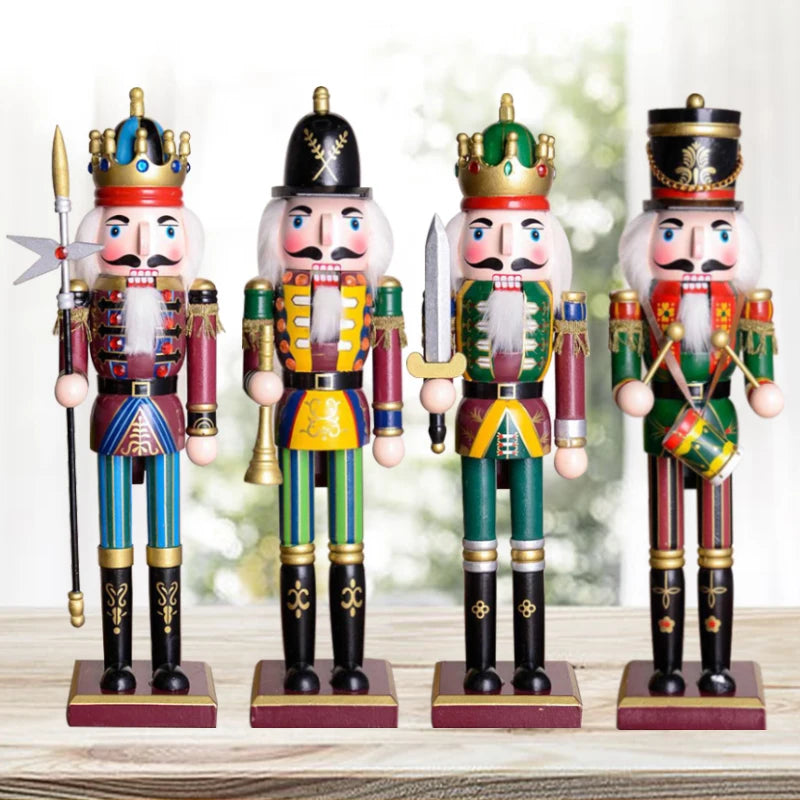 1PCS Christmas Nutcracker Creative Handicrafts Gift Christmas Decorations Home Ornament Soldier Doll Wooden Vintage Puppet