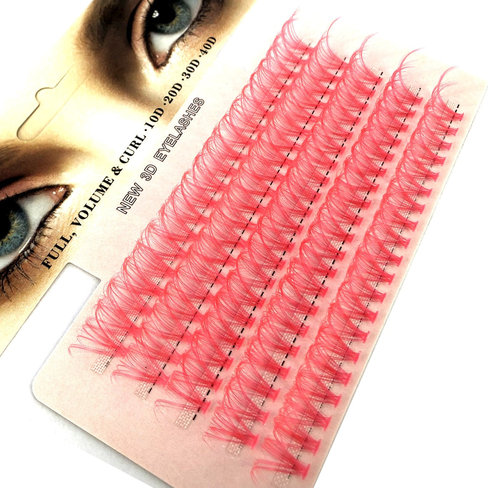 Blue Purple Mix Colored Lashes Cluster Eyelash Extension Natural Long 40D Volume Effect Faux Bunche