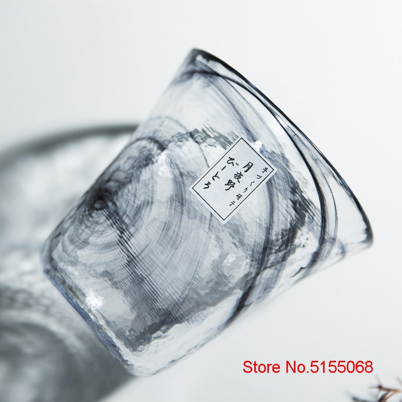 Japan Tsukiyeye Kobo Handmade Glass Smudge Hammered Glass Water Cup Wine Glass Tea Cup Red Wine Glass Vodka Artwork Sake Tumbler