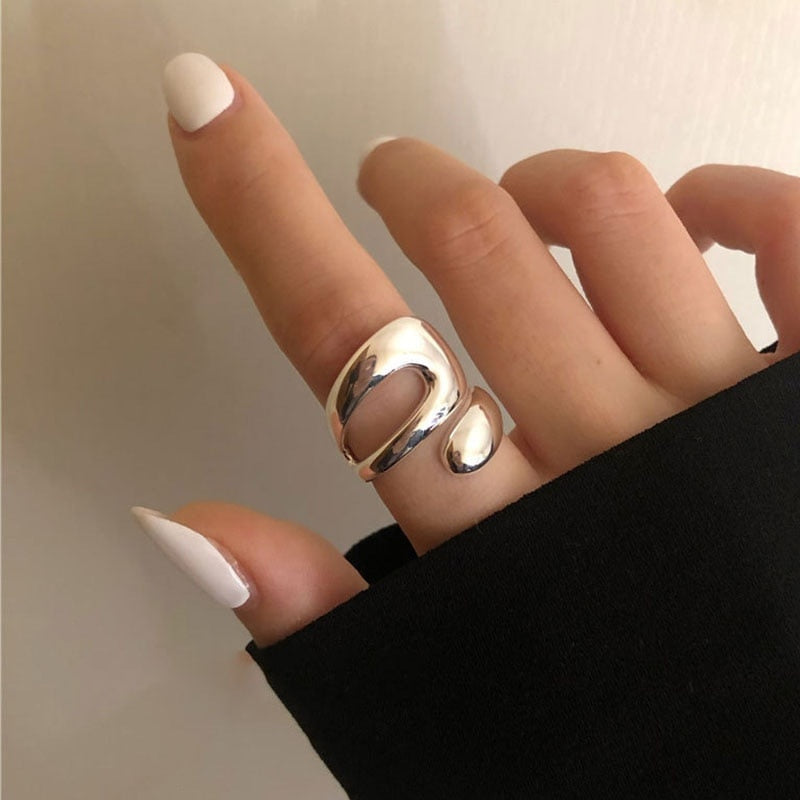 2pcs Geometric Adjustable Rings Set for Women Korean Style Fashion Couple Ring Party Bridal Jewelry Accessories