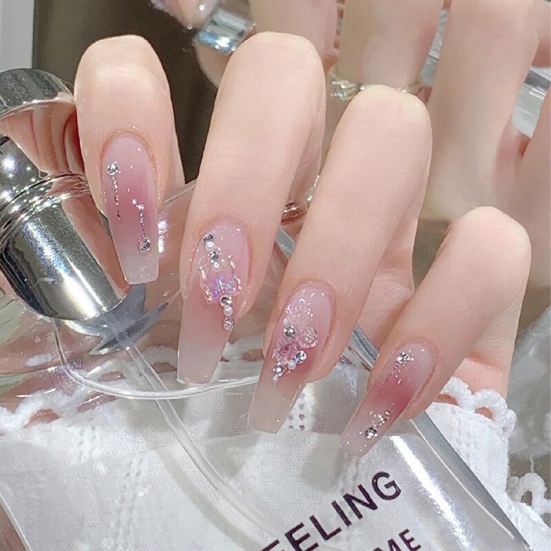 24Pcs False Nails Coffin Almond Artificial Fake Nails with glue Full Cover Nail Tips Press On Nails Manicure