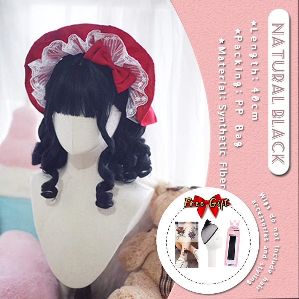 Extra Long Curly Hair with Bangs Cosplay Party Lolita Synthetic Wigs Heat Resistant Fiber