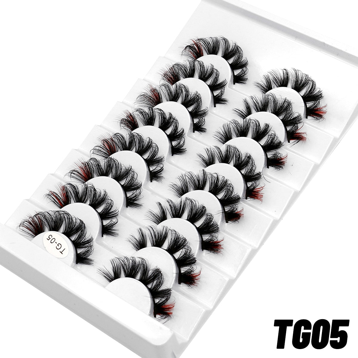 5/8pairs Colored Eyelashes Wispy Mink Lashes Natural Fluffy Cat Eye Lashes Strip 5D False Eyelashes