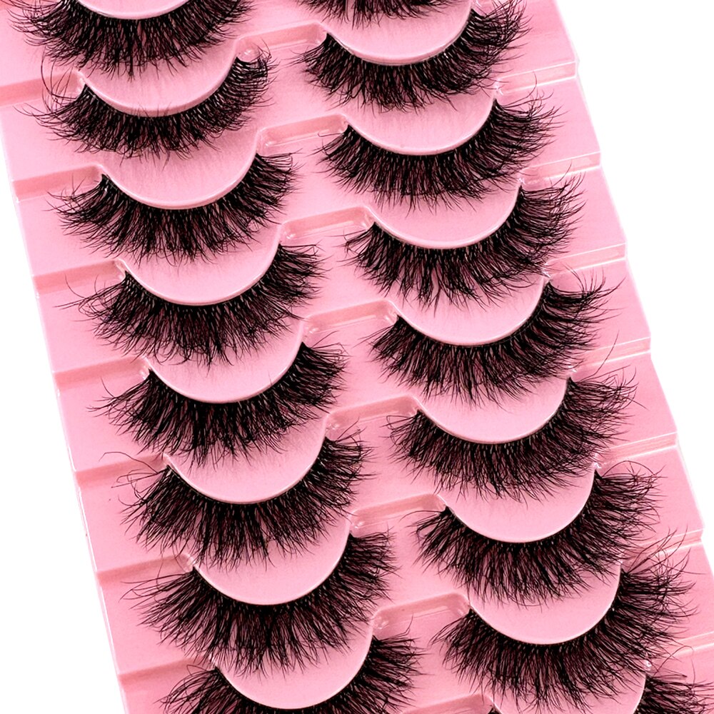 10 Pairs3D Mink Invisible Lash Handmade Crisscross Eyelashes Clear Band Soft Strip Eyelash Natural Long Wispy False Lashes