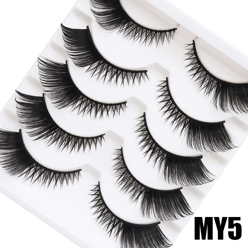 5/7/10Pairs Cat Eye Lash False Eyelashes Natural Faux Mink Eyelashes