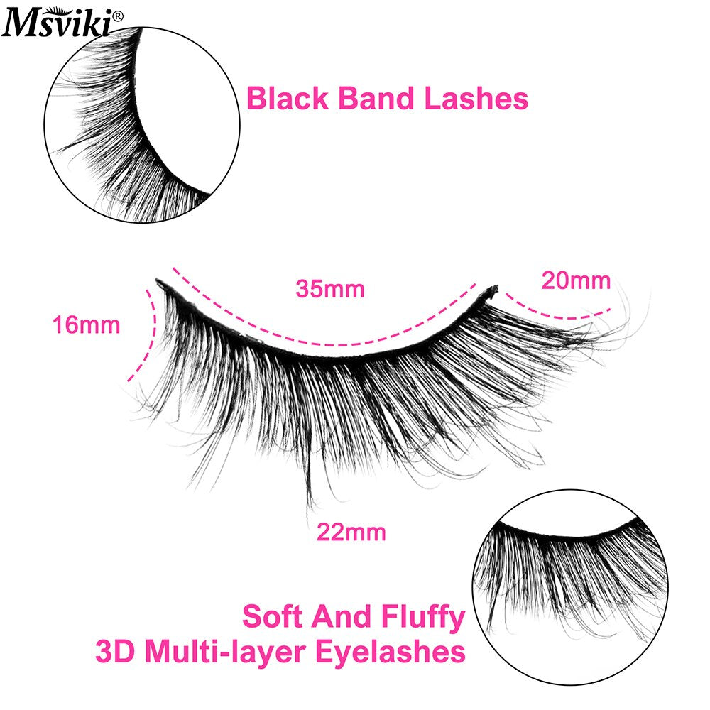 Winged Fake Eyelashes 5 Pairs Natural 3D Cat Eye Faux Mink Lashes 5D 8-15MM Fluffy Fox Eye Lash Extension