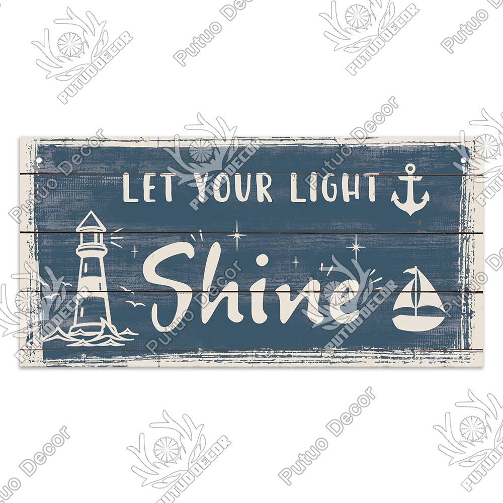 Putuo Decor Beach Home Signs Wood Wall Plaque Wooden Signs Welcome Decor Hanging Plate for Beach House Home Bedroom Tent Decor