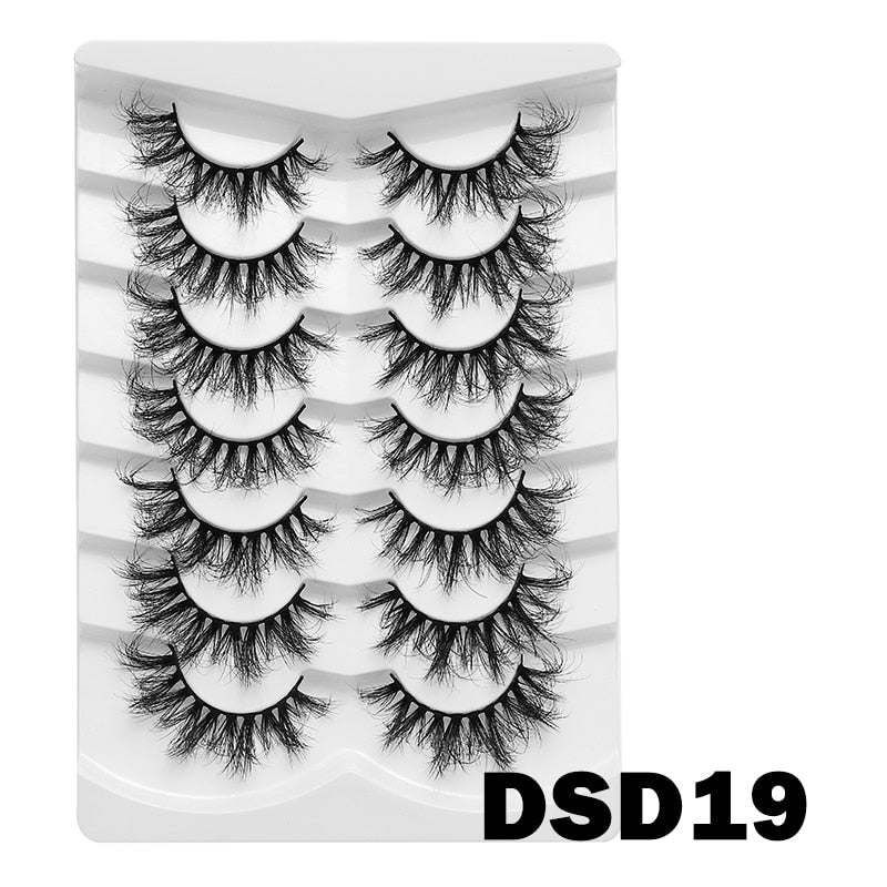 5/7/10Pairs Cat Eye Lash False Eyelashes Natural Faux Mink Eyelashes