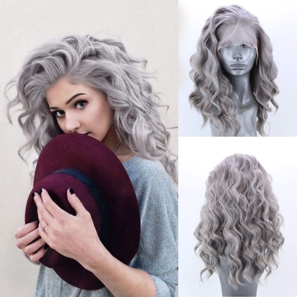Synthetic Lace Front Wigs Short Bob Wig for Women Silver Brown Pink Blue Color Cosplay Short Wig