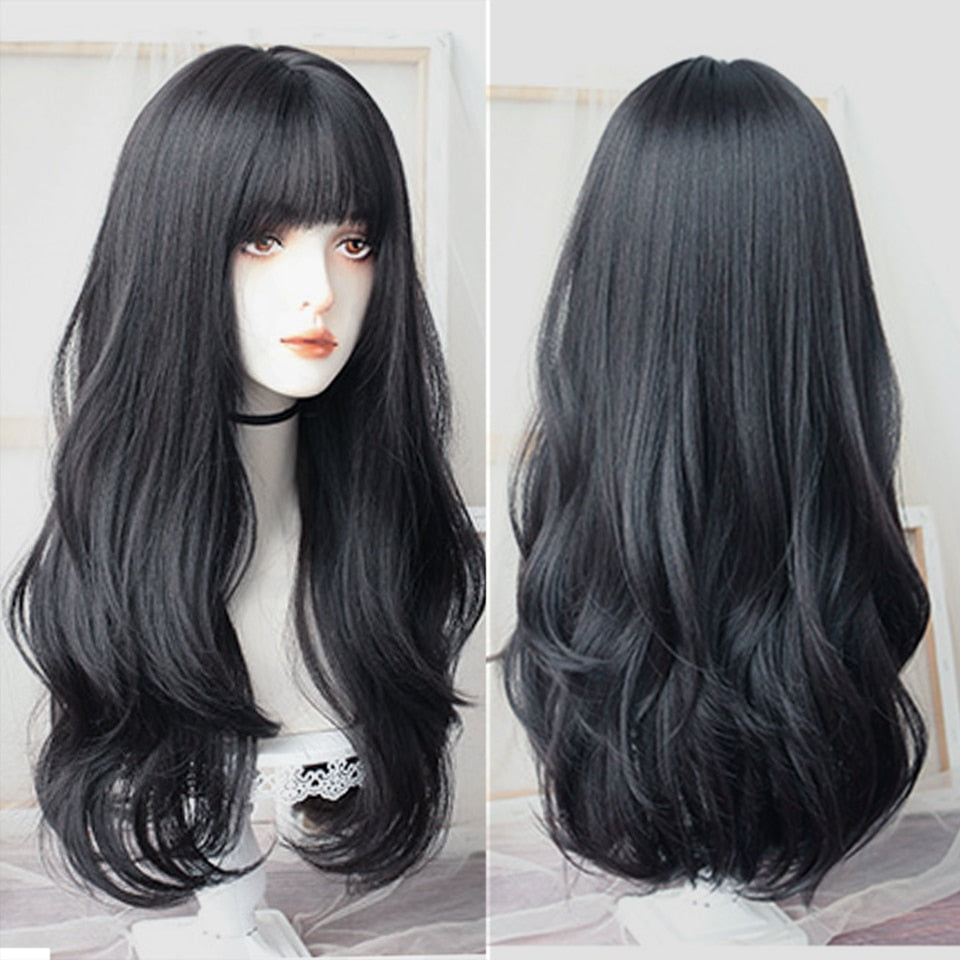 synthesis Long wavy curly girl blonde gradient pink Lolita cosplay curly bangs party wig