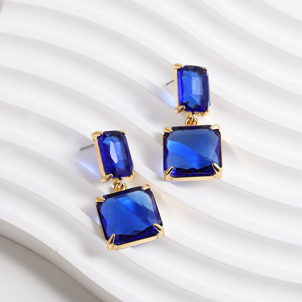 Transparent Resin Pendant Hanging Earring Bohemia Trendy Geometric Square Acrylic Drop Dangle Earrings Jewelry