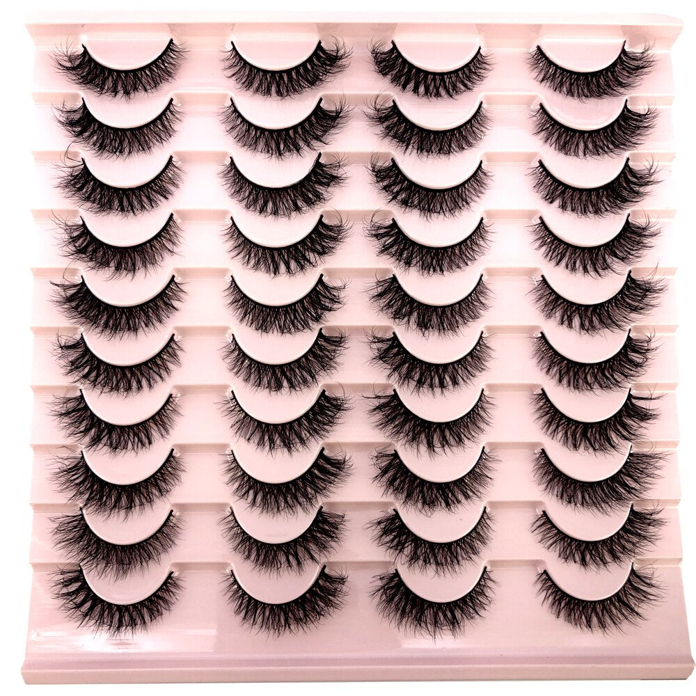 20 pairs 3D Mink Eyelashes Thick Natural False Eyelashes Crisscross Fake Eyelashes