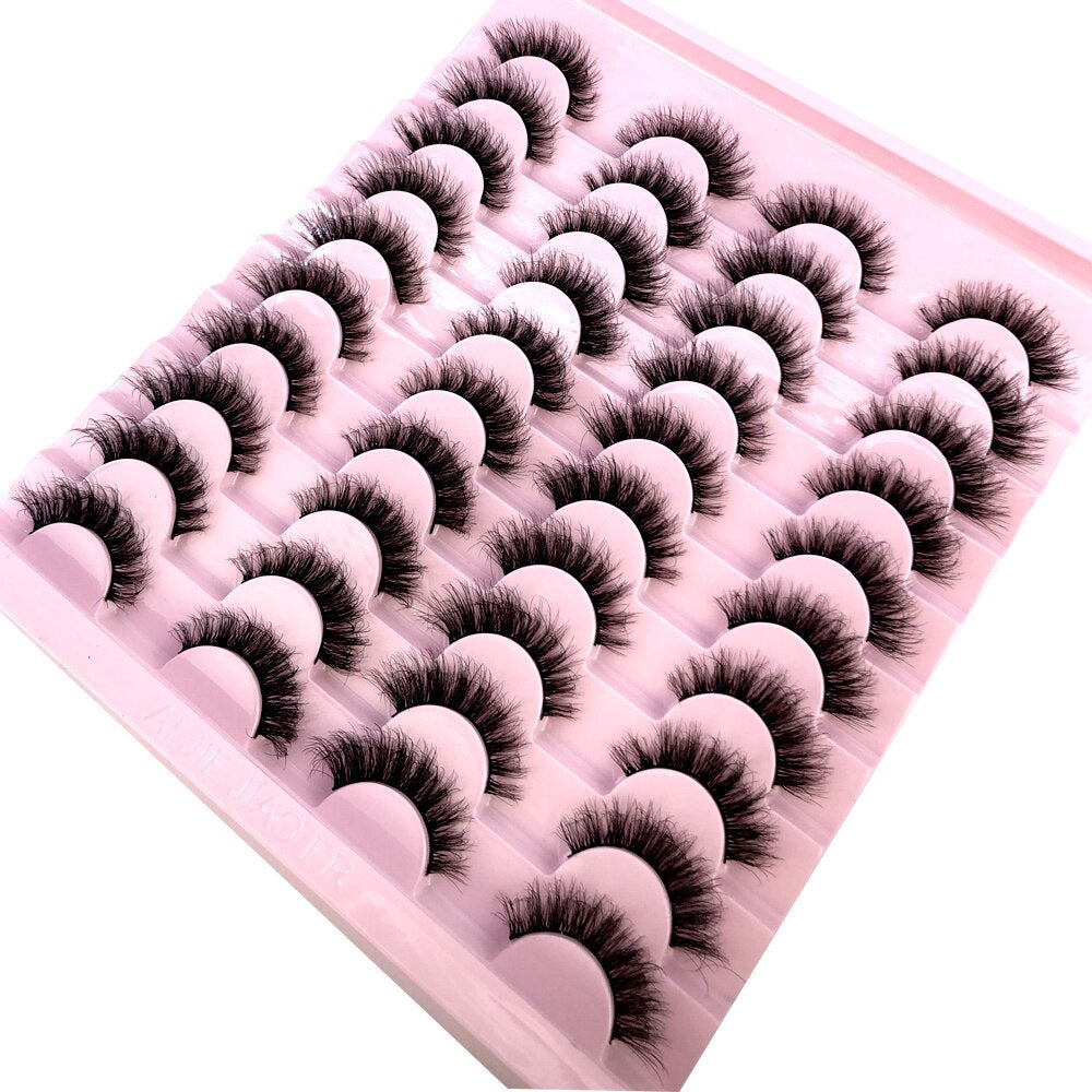 20 pairs 3D Mink Eyelashes Thick Natural False Eyelashes Crisscross Fake Eyelashes