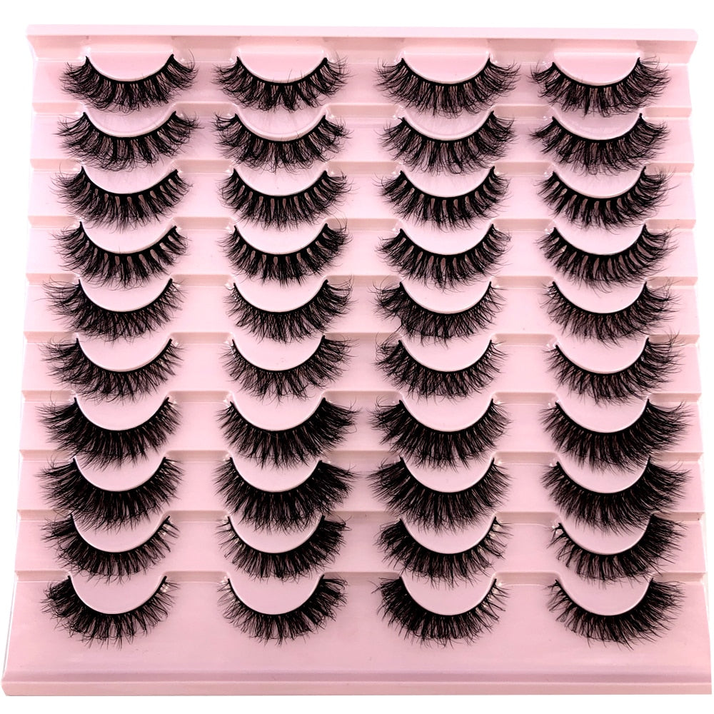 20 pairs 3D Mink Eyelashes Thick Natural False Eyelashes Crisscross Fake Eyelashes