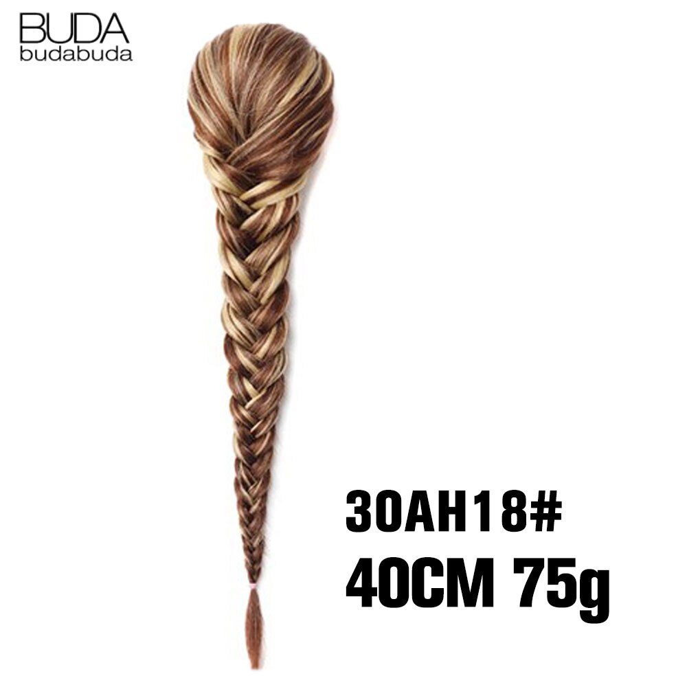 Synthetic Braided Plaited Fishtail Fishbone Drawstring Ponytail 20Inch Long Ombre Blonde Pink Hair Extensions For Women