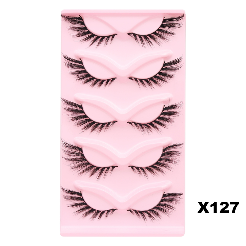 5/7/10Pairs Cat Eye Lash False Eyelashes Natural Faux Mink Eyelashes