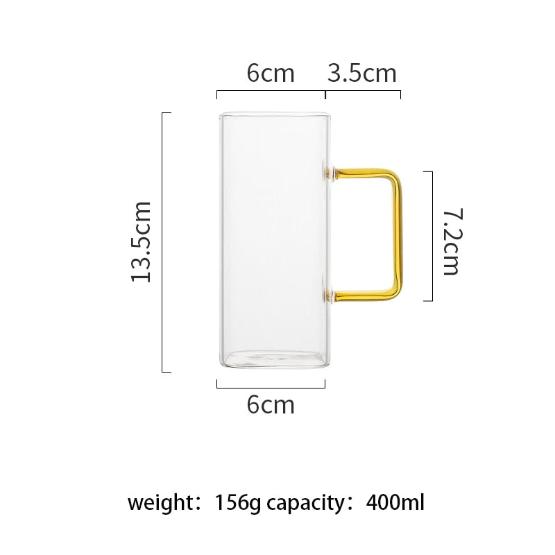 400ml Square Glass Mug Breakfast Milk Coffee Cup Microwave Safe Transparent Beer Mug Coffee Mug Drinkware Glass