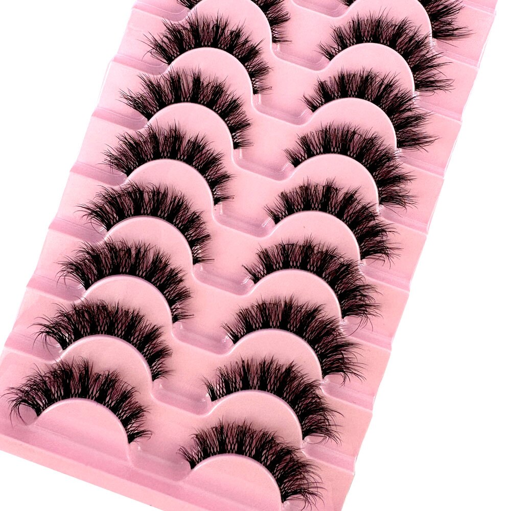 10 Pairs3D Mink Invisible Lash Handmade Crisscross Eyelashes Clear Band Soft Strip Eyelash Natural Long Wispy False Lashes