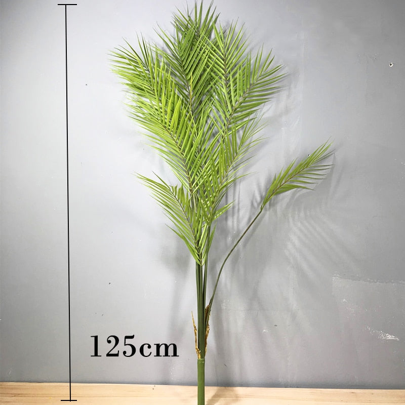 125cm Large Artificial Palm Tree Tropical Plants Branches Plastic Fake Leaves Green Monstera For Home Garden Room Office Decor