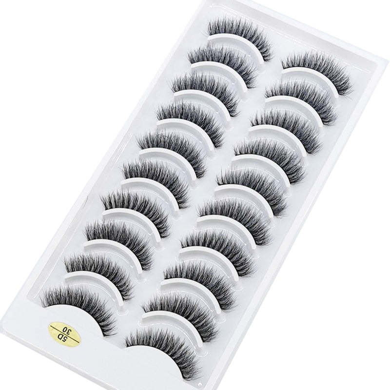 10 Pairs 3D Mink False Eyelashes Natural/Thick Eye Lashes  Fluffy Russian eyelahses Reusable