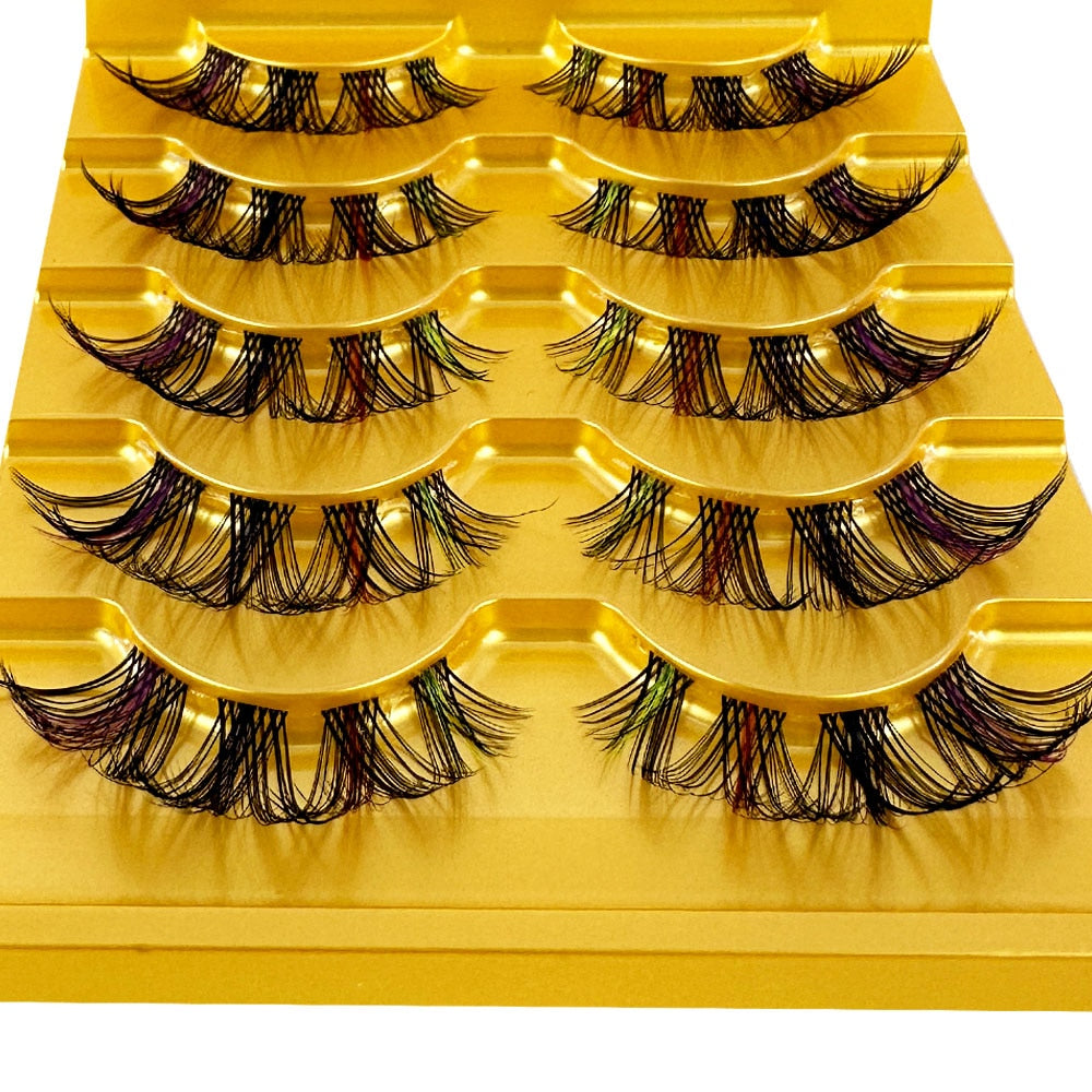 Colored Lashes Manga Lashes 3D Clear Band Lashes Natural Look Wispy Mink Eyelashes Fluffy Cat Eye Lashes individual Eyelashes