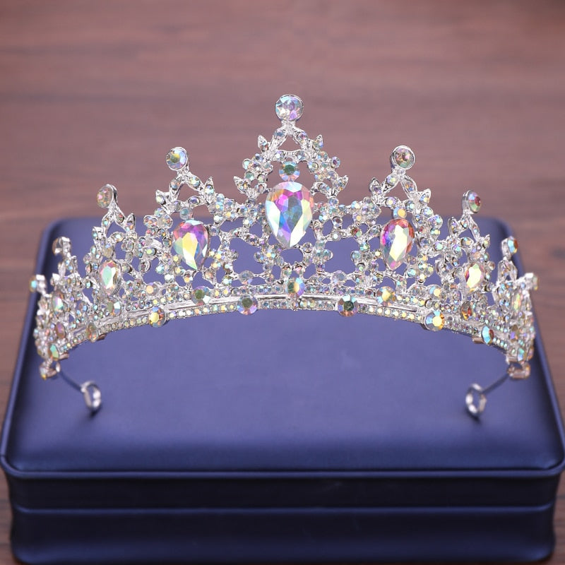 Wedding Hair Tiara Crystal Bridal Tiara Crown Silver Color Diadem Veil Tiaras Wedding Hair Accessories Headpieces Head Jewelry