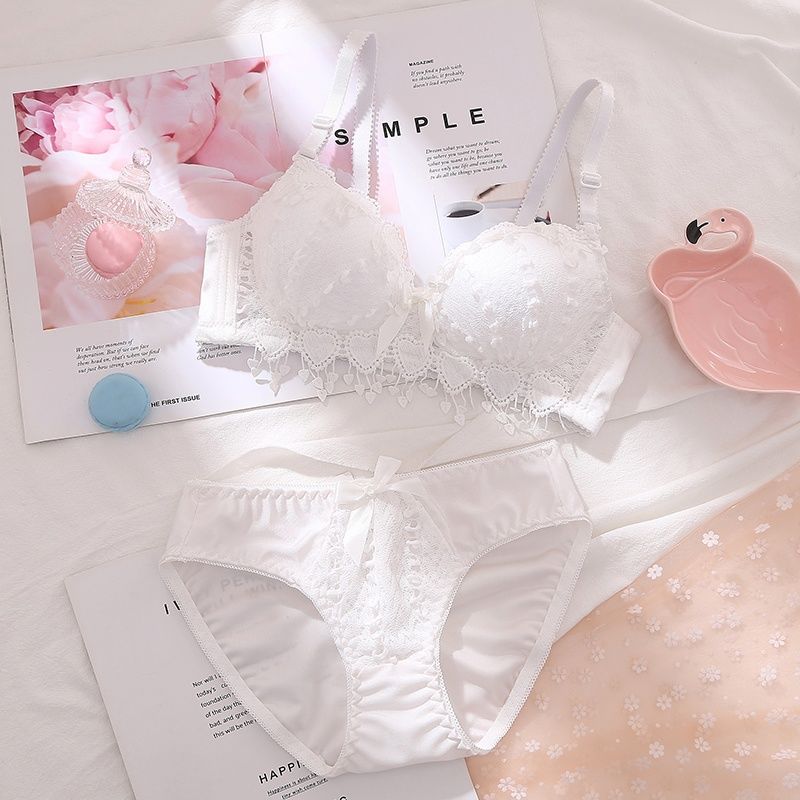 7 Colors Women Push Up Lingerie Bra and Panties Lace Wireless Bra Briefs Sexy Bra Top Female Seamless Plus Size Underwear Set