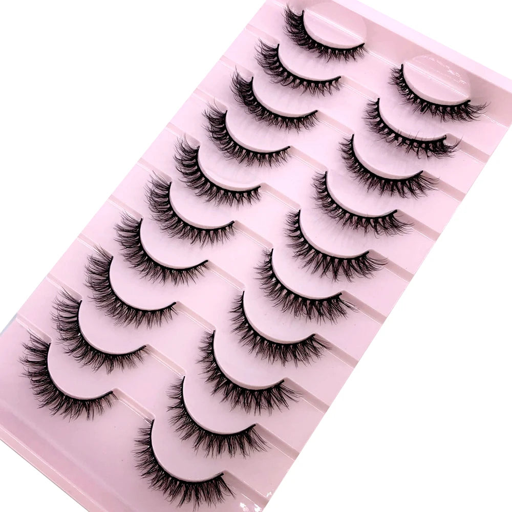 10 Pairs 3D Faux Mink Hair False Eyelashes Natural Messy Eyelash Crisscross Wispy Fluffy Lashes Extension