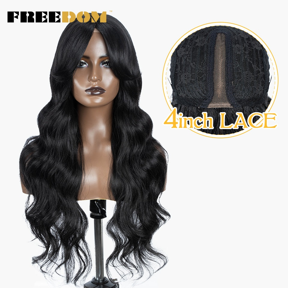 Synthetic Lace Wigs For Black Women Super Long Body Wavy Side Part Lace Wig Brown Ombre Blue Cosplay Wigs Heat Resistant
