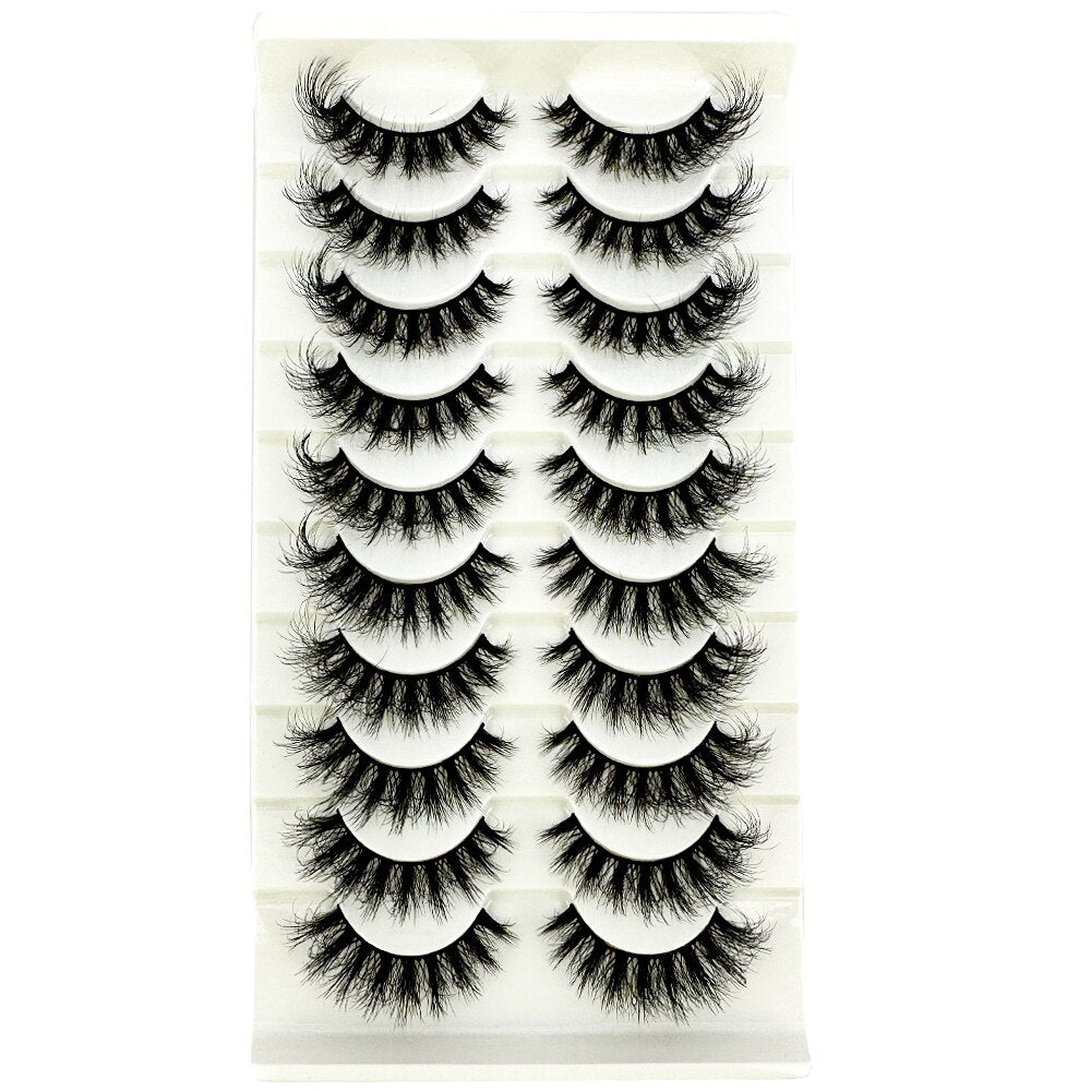 10Pairs False Eyelashes 6D Super Fluffy Wispy Faux Mink Eyelashes Cat Eye Dramatic Lashes Eyelash Extension