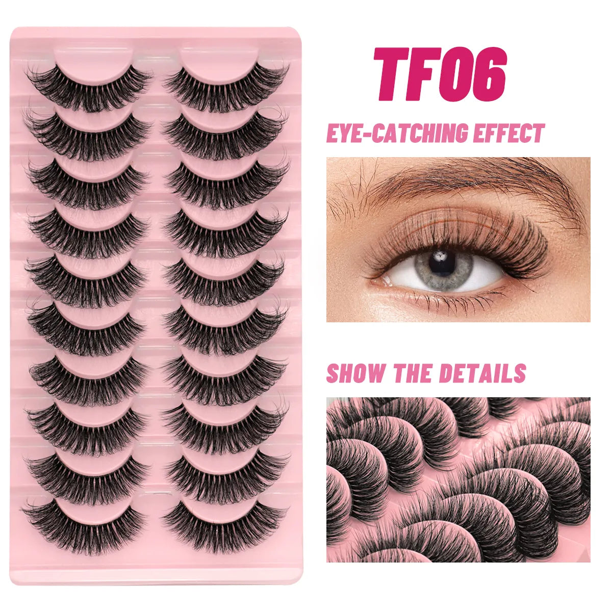 Clear Eyelash Manga  Lashes False 5/10 Pairs Eyelashes Cat-Eye Natural Fluffy 3D Faux Mink Lashes Wispy Lashes