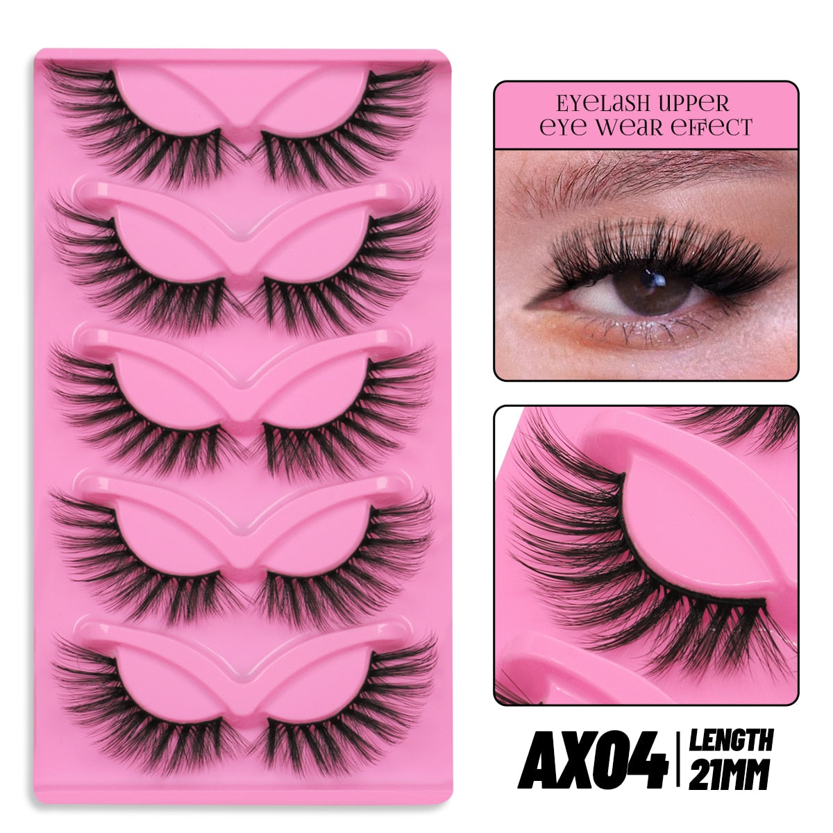 Cat EyeLashes 5 pairs Short Fluffy Eyelashes Soft Natural long Strip Lashes Winged End Eye Elongated Lashes