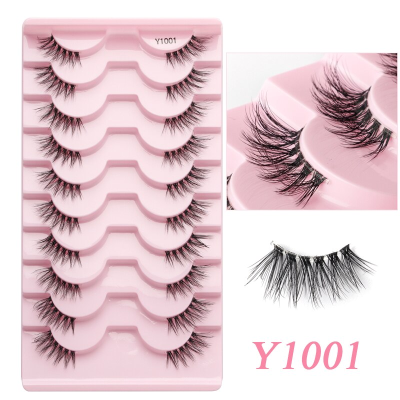 Faux Cils 5/10 Pairs Half Lashes Cat Eye Handmade Soft Fluffy Mink False Eyelashes Half Lashes maquillage