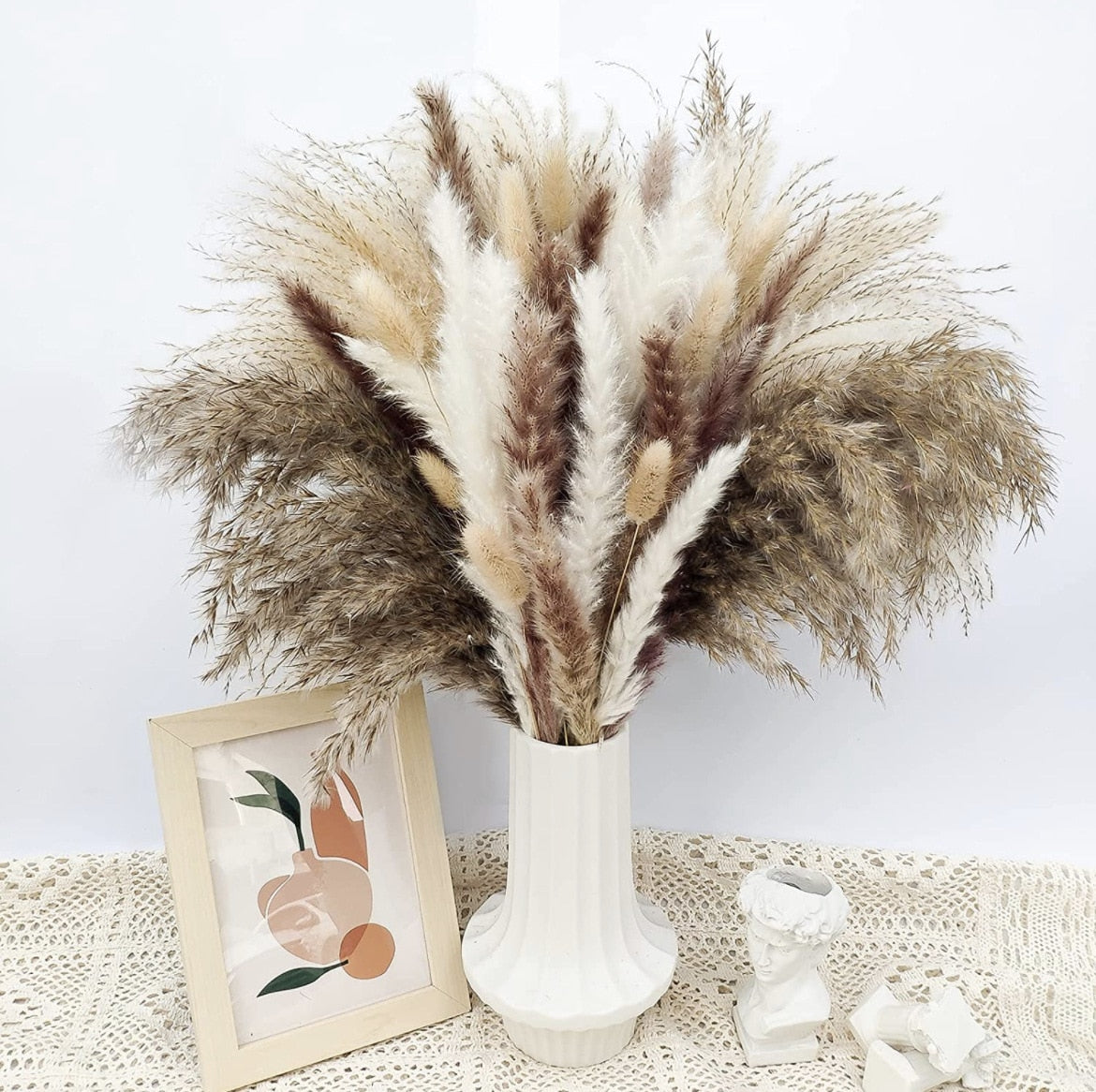80PCS Natural Dried Pampa Grass Bouquet Boho Home Decor Bouquet Phragmites Dried Flowers Bouquet for Wedding Ramadan Decoration