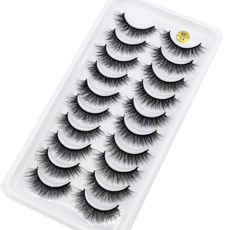 10 Pairs 3D Mink False Eyelashes Natural/Thick Eye Lashes  Fluffy Russian eyelahses Reusable