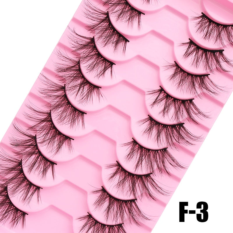 5/7/10Pairs Cat Eye Lash False Eyelashes Natural Faux Mink Eyelashes