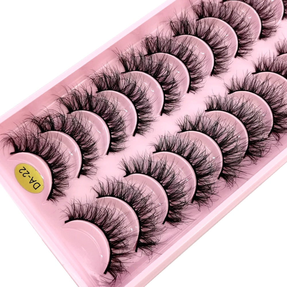 10Pairs 3D Faux Mink Hair False Eyelashes Natural Messy Eyelash Crisscross Wispy Fluffy Lashes Extension Big Eye Fake Lashes
