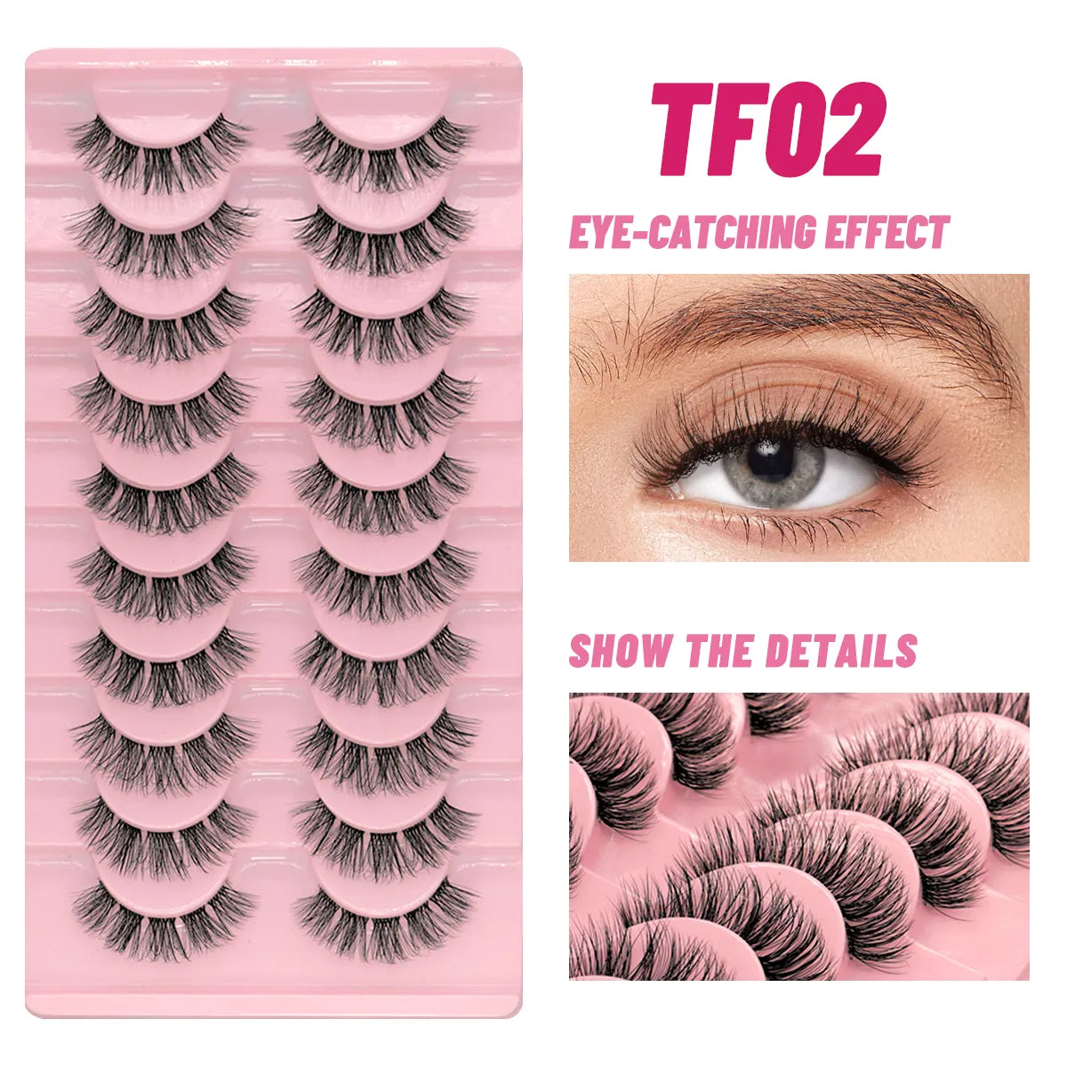 Clear Eyelash Manga  Lashes False 5/10 Pairs Eyelashes Cat-Eye Natural Fluffy 3D Faux Mink Lashes Wispy Lashes