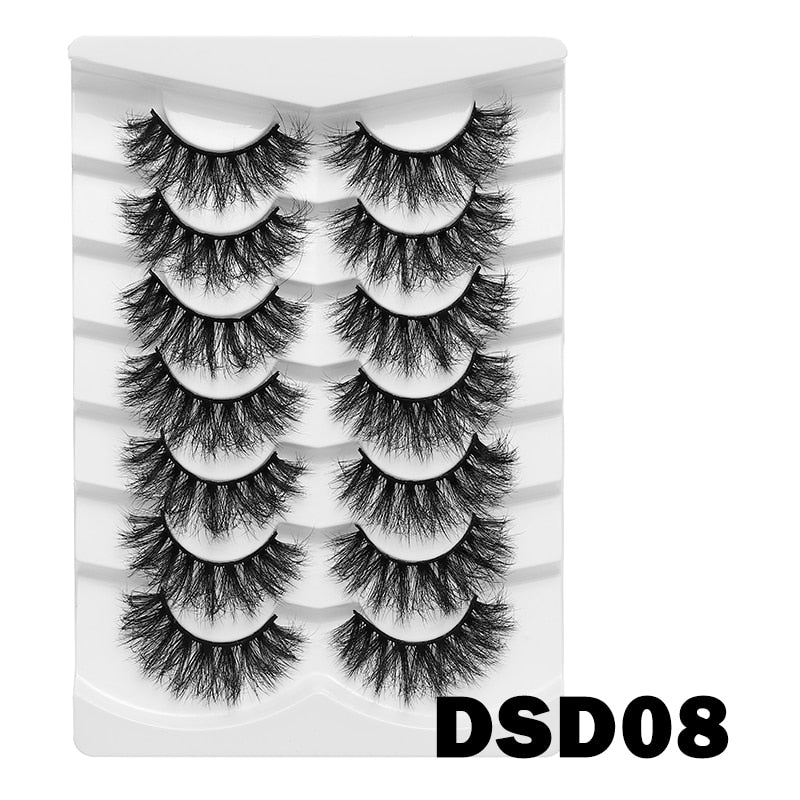 5/7/10Pairs Cat Eye Lash False Eyelashes Natural Faux Mink Eyelashes