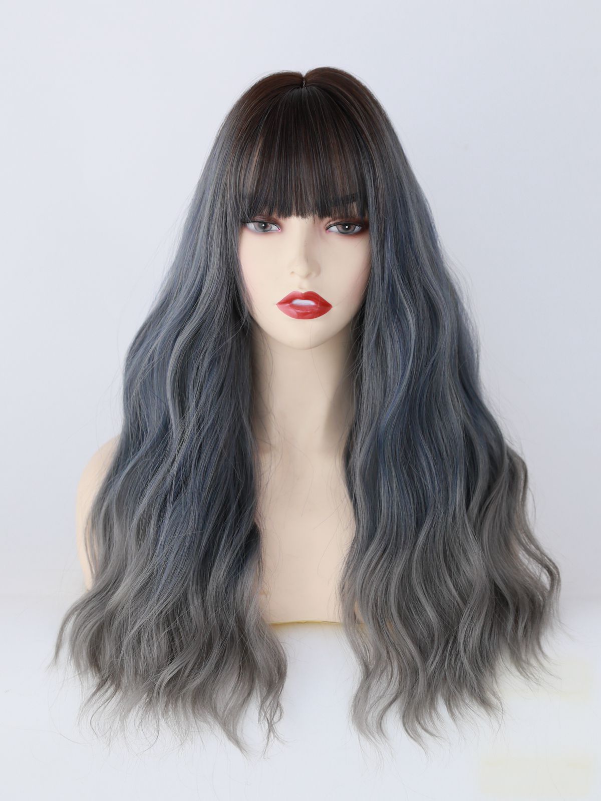 WIGS Pink Brown Lolita Wig Long Two Colors Realistic Cosplay Wigs With Bangs For Women Wavy Wigs Synthetic Hair
