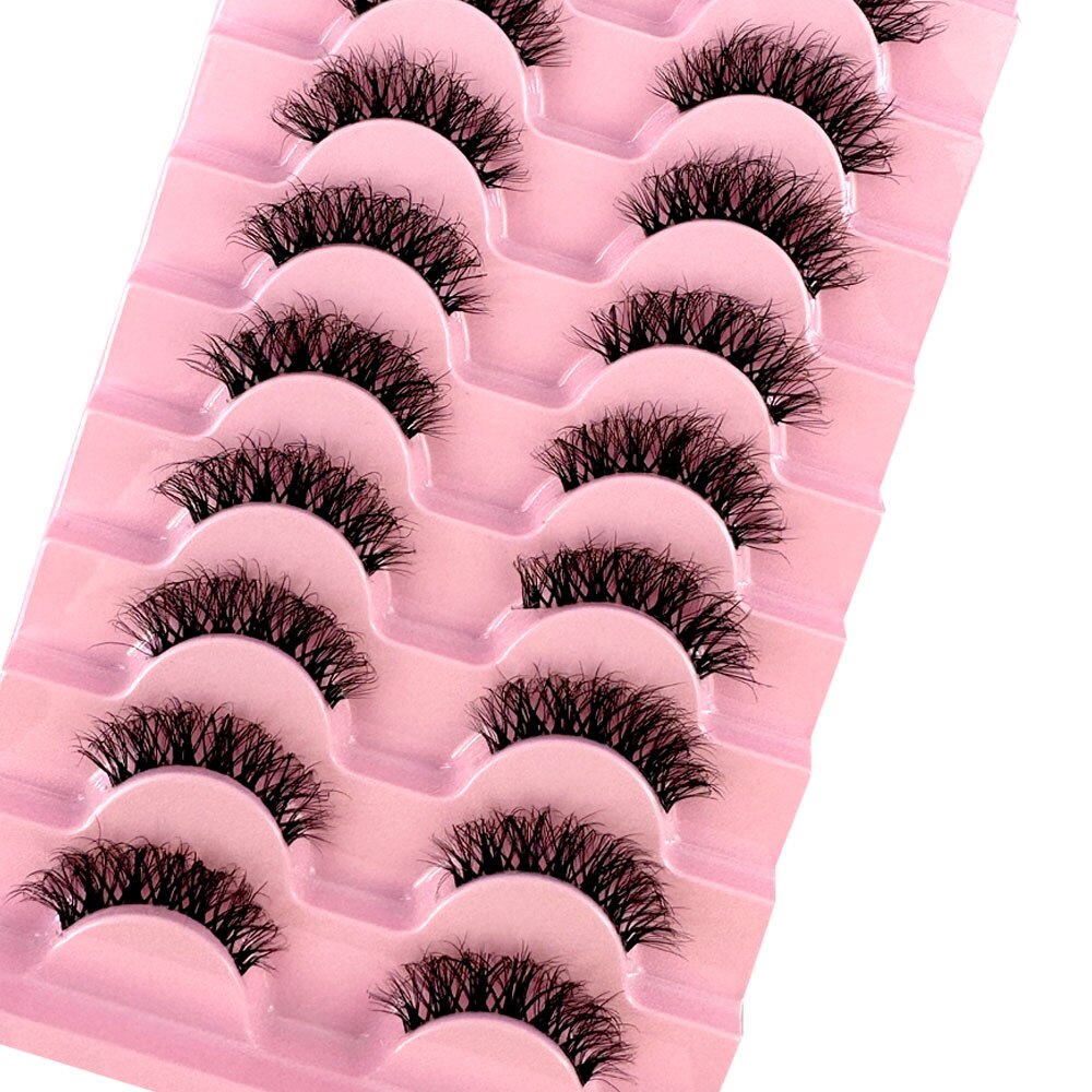 10 Pairs3D Mink Invisible Lash Handmade Crisscross Eyelashes Clear Band Soft Strip Eyelash Natural Long Wispy False Lashes