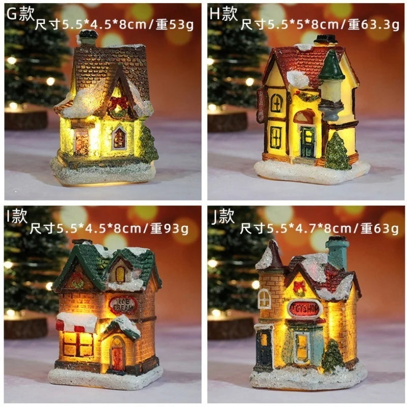 Christmas decoration LED micro -landscape resin house desktop decoration festive gift
