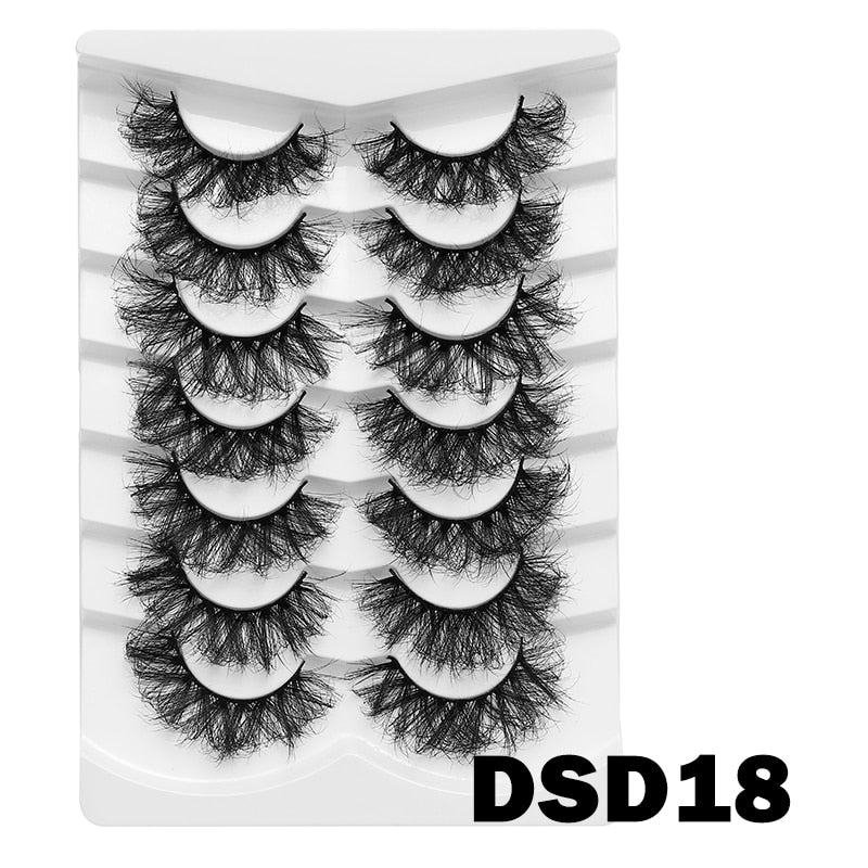 5/7/10Pairs Cat Eye Lash False Eyelashes Natural Faux Mink Eyelashes