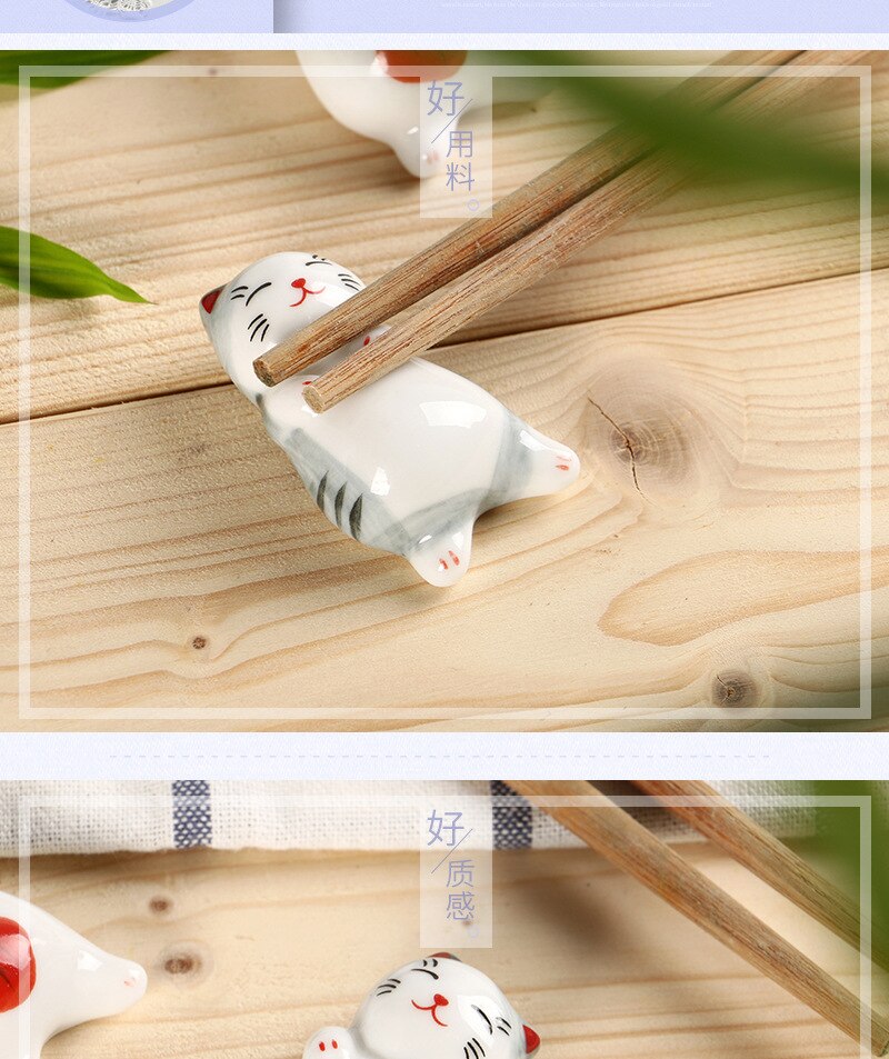 Japanese Style Underglaze Ceramic animals Chopstick Holder Tableware Restaurant Simple Oval Spoon Bracket Utensil For Kitchen